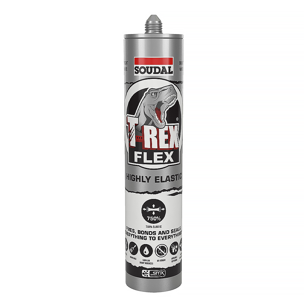 SOUDAL T-Rex Power Flexi White Highly Flexible Adhesive Sealant 290ml Cartridge