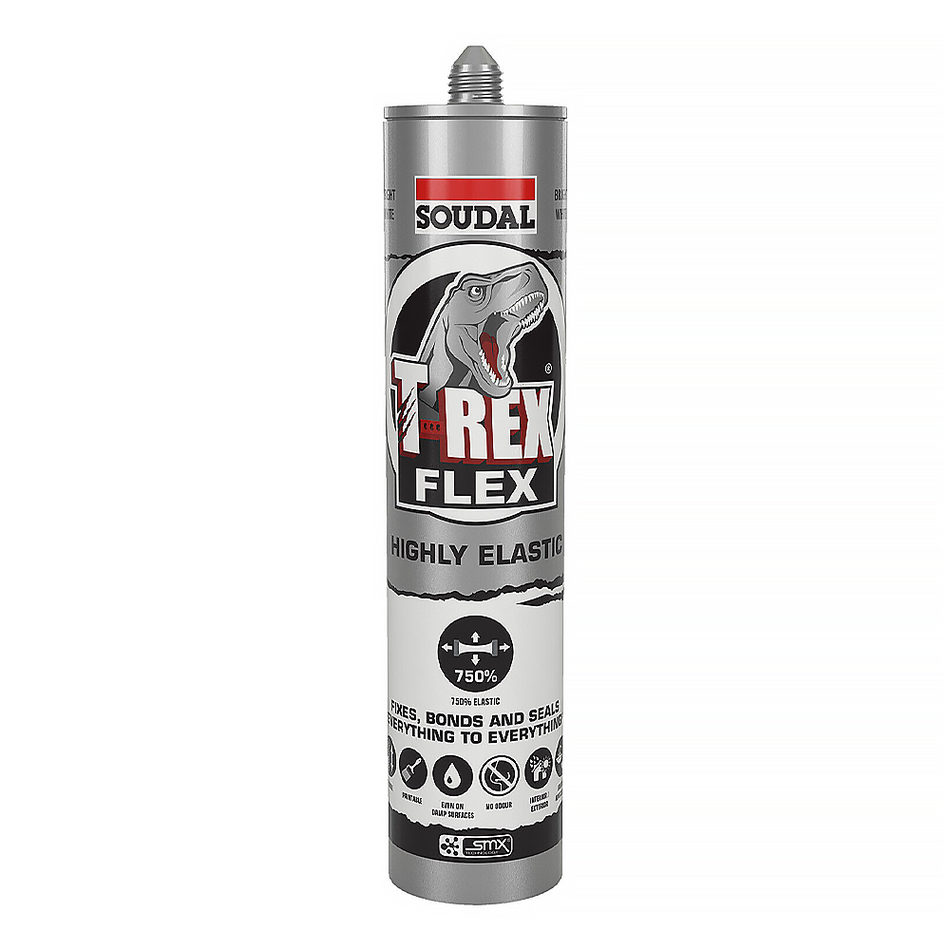 SOUDAL T-Rex Power Flexi White Highly Flexible Adhesive Sealant 290ml Cartridge