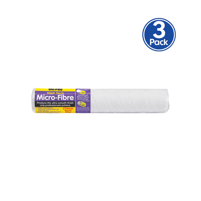 UNi-PRO 270mm Microfibre Roller Cover 4mm Nap Smooth Finish x3
