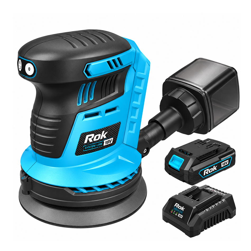 ROK 18V Brushless 125mm Random Orbital Sander Kit