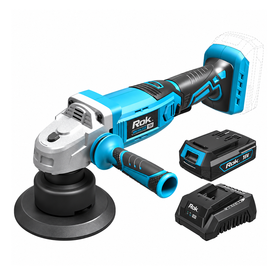 ROK 18V 125mm Cordless Car Polisher & Buffer Kit