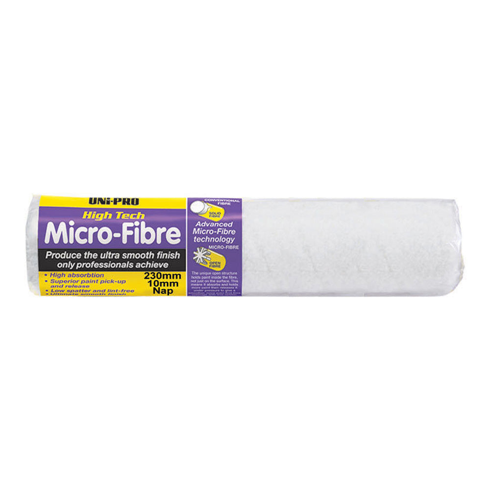 UNI-PRO High Tech Microfibre Cover Range 10mm x 230mm Roller Cover All Paint Nap