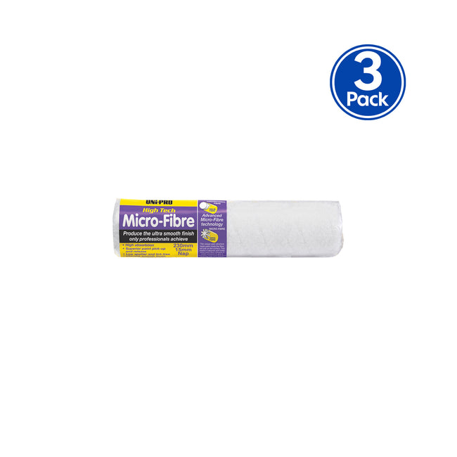 UNi-PRO High Tech Micro-Fibre 230mm Roller Cover 15mm Nap Smooth Finish x3
