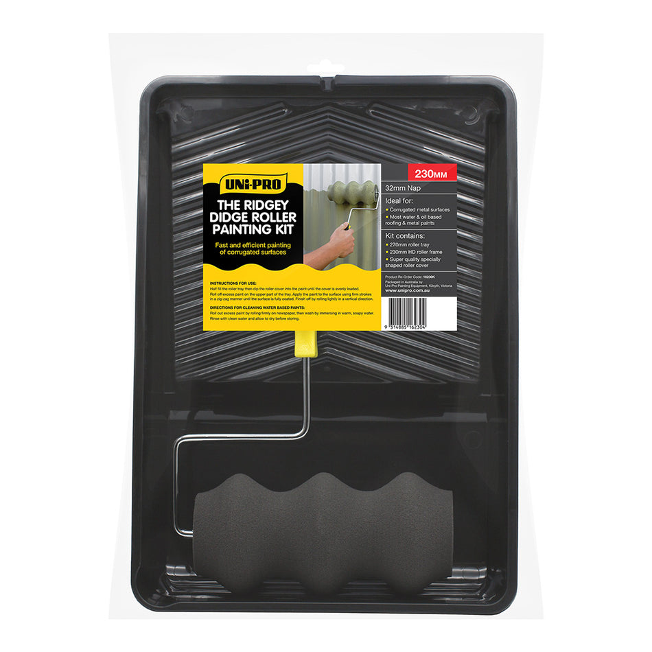 UNI-PRO Ridgey Didge Corrugated Roof Roller Kit 230mm Oil Water Based Painting