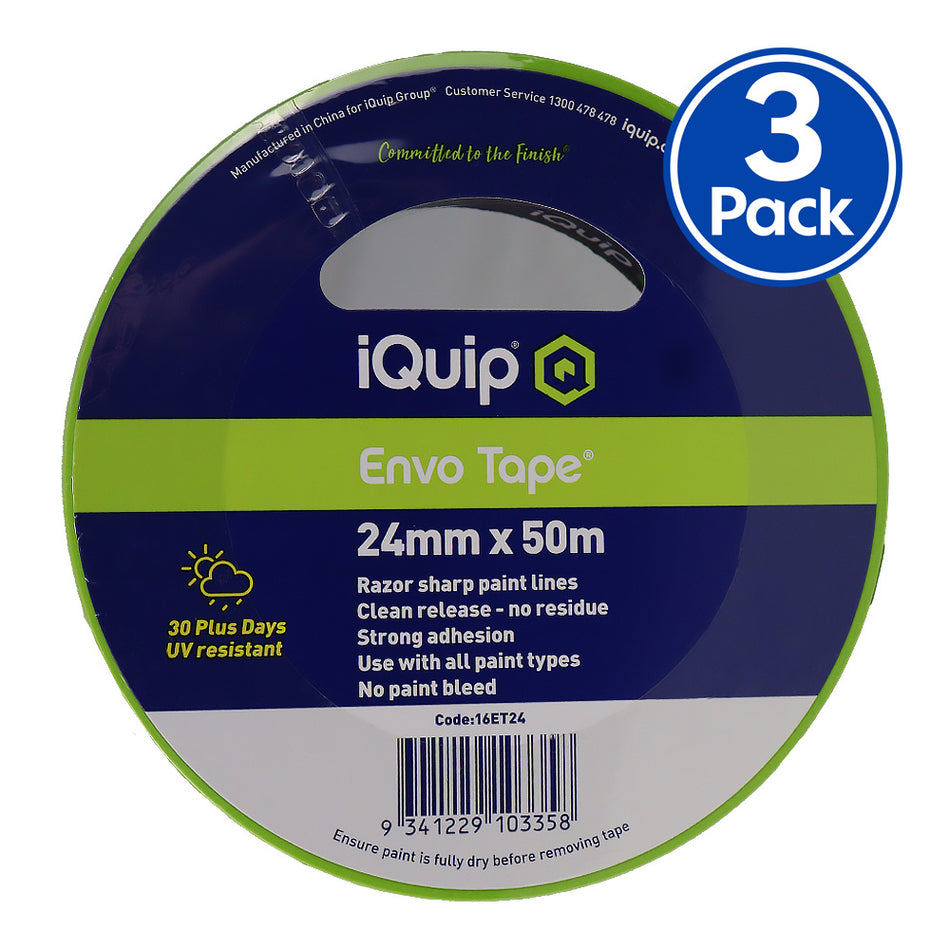 IQUIP Envo Tape 24mm x 50m High Performance Masking Tape Painting x3