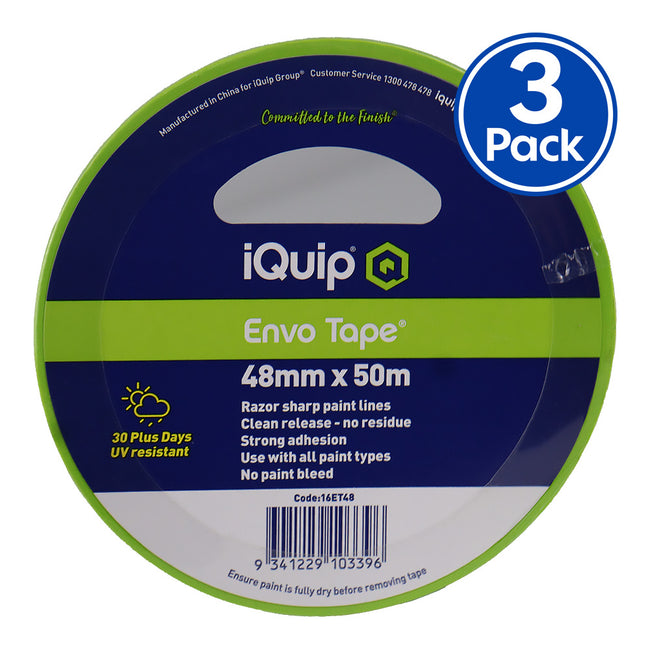 IQUIP Envo Tape 48mm x 50m High Performance Masking Tape Painting x3