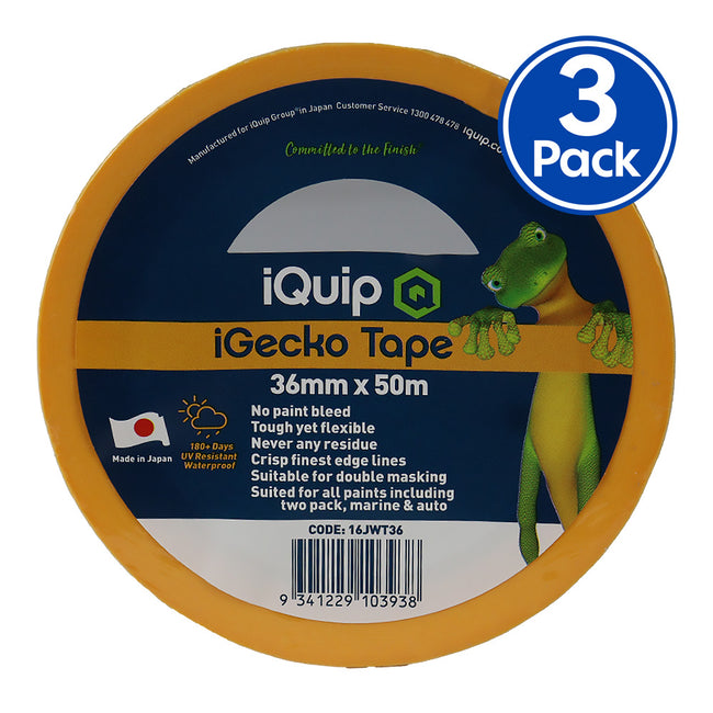 IQUIP iGecko Japanese Washi Tape 36mm x 50m Professional Masking Precision x3
