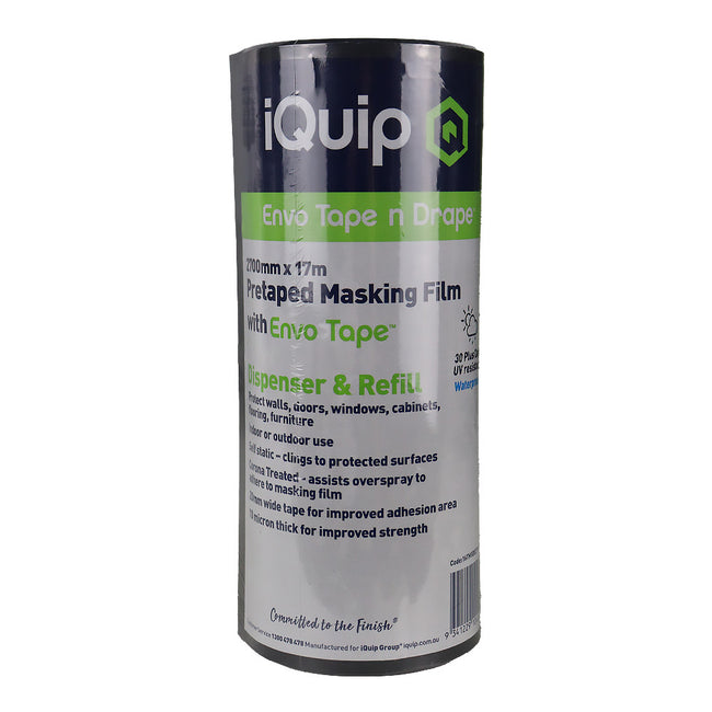IQUIP Envo Pretaped Mask Film & Dispenser 2700mm X 17m Surface Protection