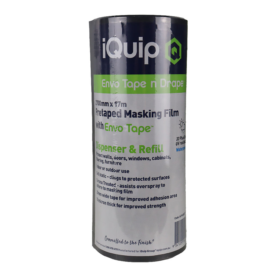 IQUIP Envo Pretaped Mask Film & Dispenser 2700mm X 17m Surface Protection