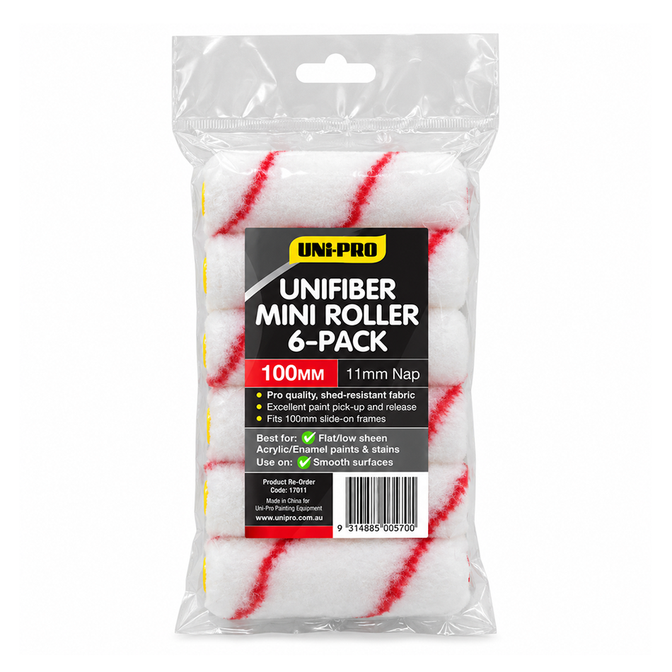 UNi-PRO UniFiber 100mm Mini Paint Roller Covers 6 Pack
