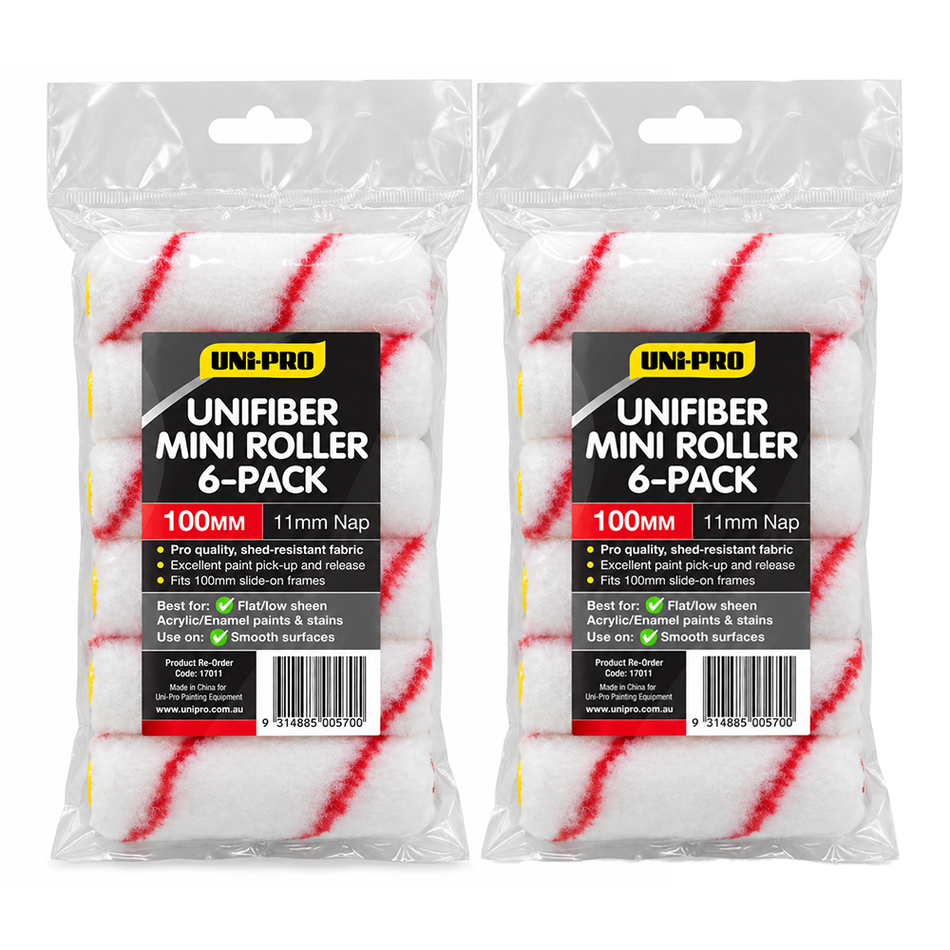 UNi-PRO UniFiber 100mm Mini Paint Roller Covers 12 Pack