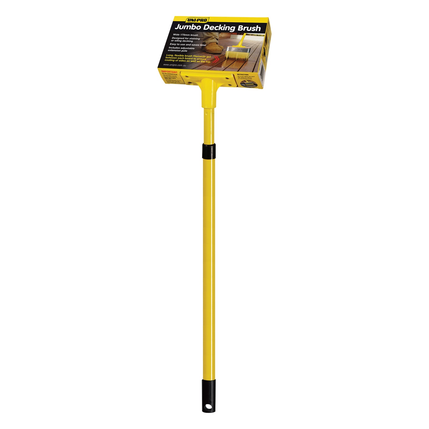 UNi-PRO Jumbo Deck Brush 175mm With Adjustable Pole Extension Decking Staining