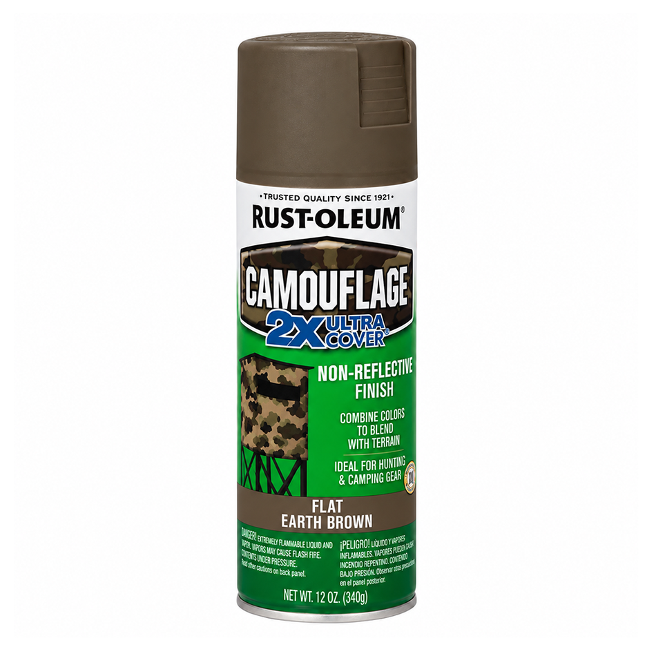 RUST-OLEUM Camouflage Spray Paint Flat Earth Brown 340g 3 Pack