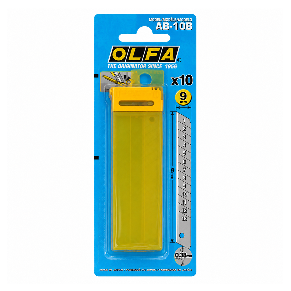 OLFA AB-10B Standard Silver Snap-Off Blades 9mm 10 Pack