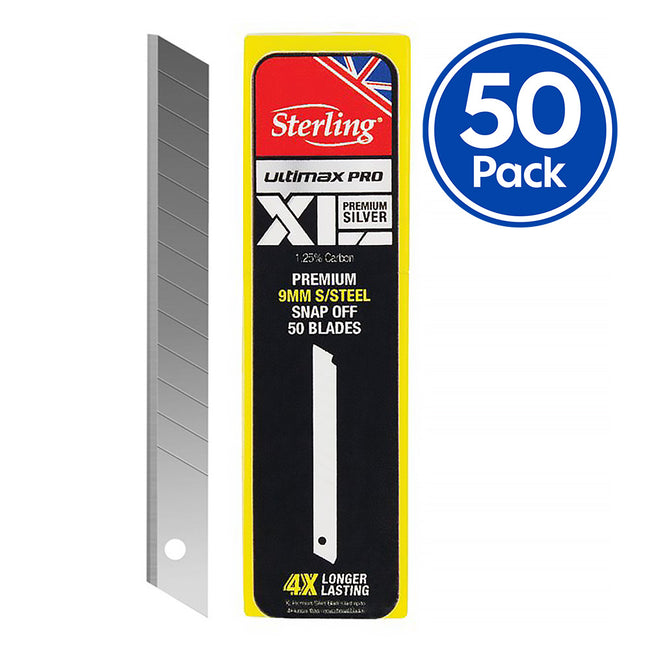 STERLING 9mm Small Replacement Snap Off Blades Refill x 50 Pack