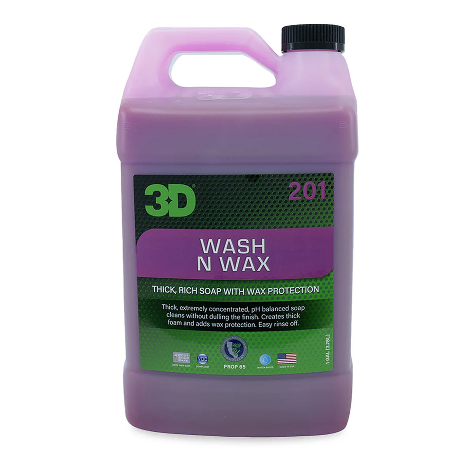 3D 201 Wash & Wax 3.78L Car Soap pH Balanced High Foam Suds Shampoo