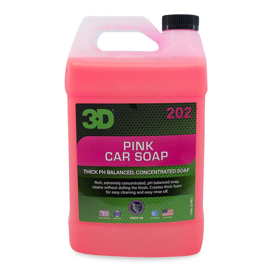 3D 202 Pink Car Soap 3.78L Cherry Scented pH Balanced Thick Suds Shampoo