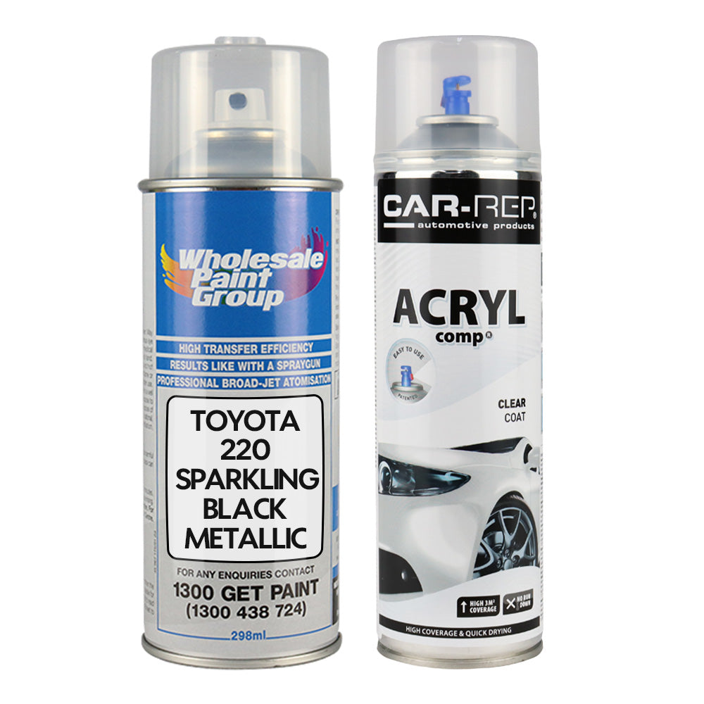Auto Car Touch Up Spray Paint for Toyota 220 Sparkling Black Metallic Plus 1K Clear Coat