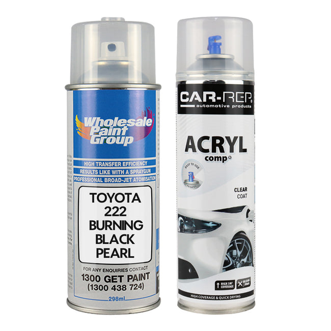 Auto Car Touch Up Spray Paint for Toyota 222 Burning Black Pearl Plus 1K Clear Coat