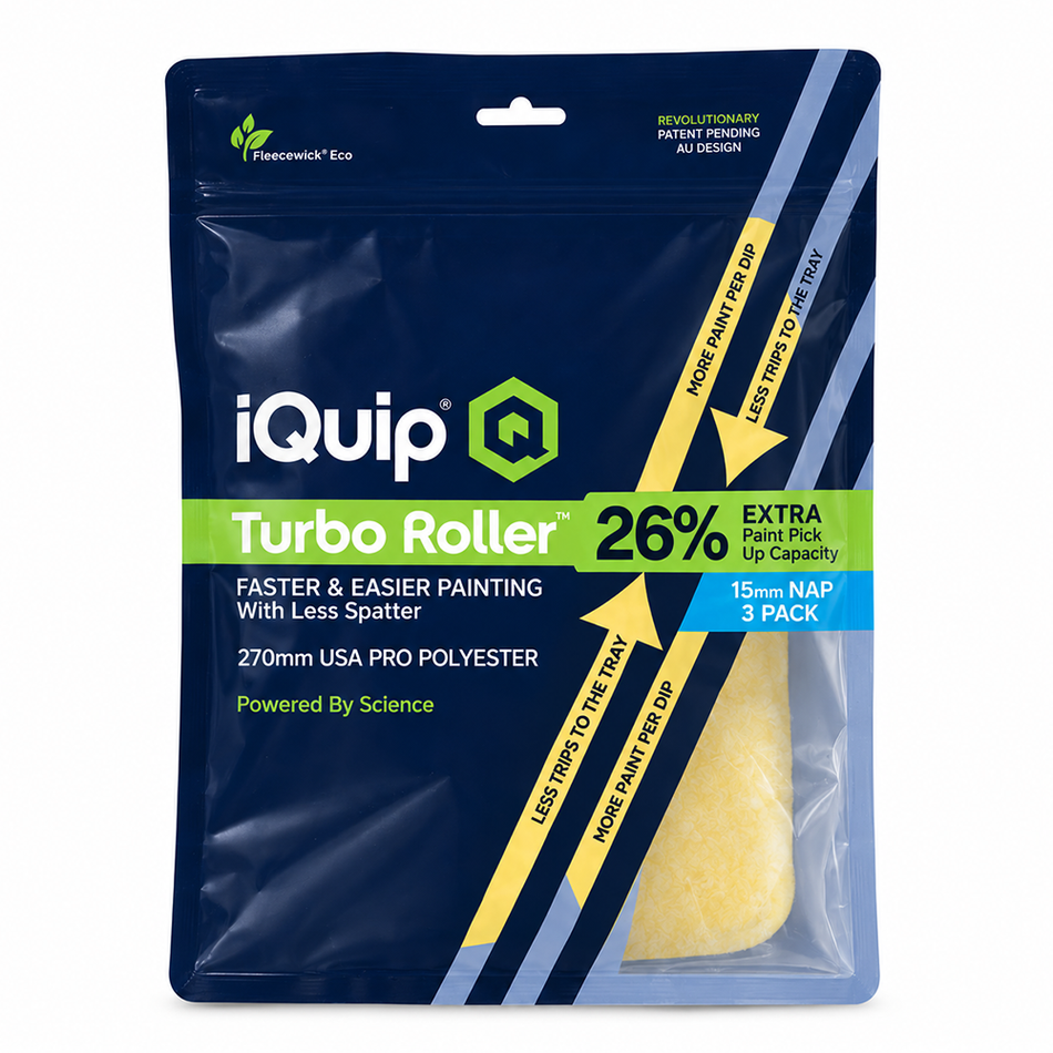 IQUIP Turbo Pro Polyester Paint Roller Sleeves 270mm 15mm Nap 3 Pack