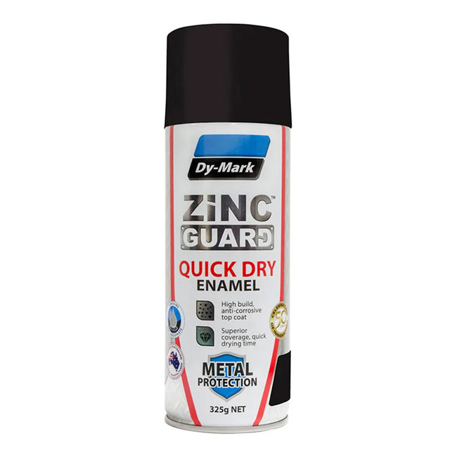 DY-MARK Zinc Guard Quick Dry Enamel 325g Flat Black Spray Paint Aerosol