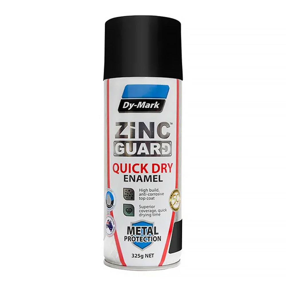 DY-MARK Zinc Guard Quick Dry Enamel 325g Satin Black Spray Paint Aerosol