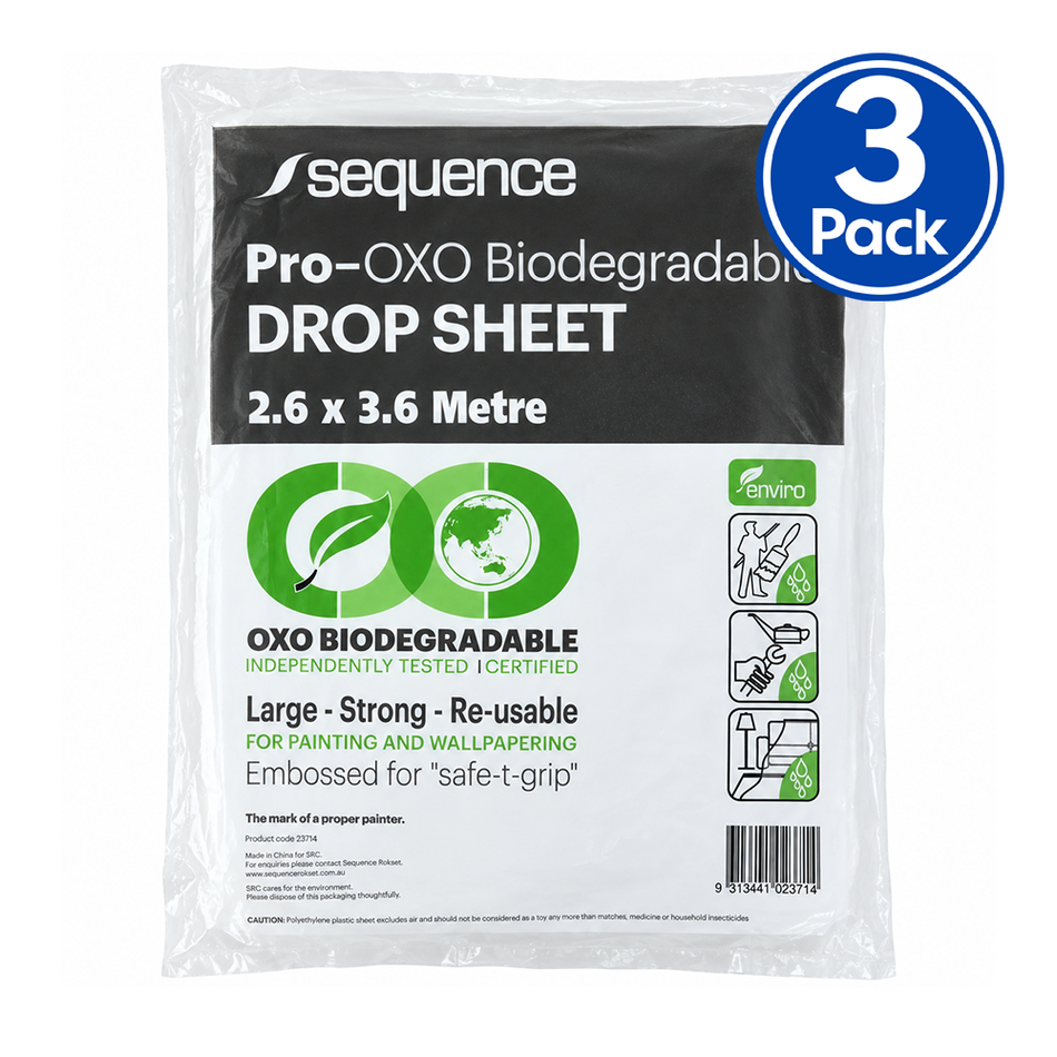 ROKSET Sequence Pro Plastic Drop Sheet 2.6m x 3.6m 3 Pack