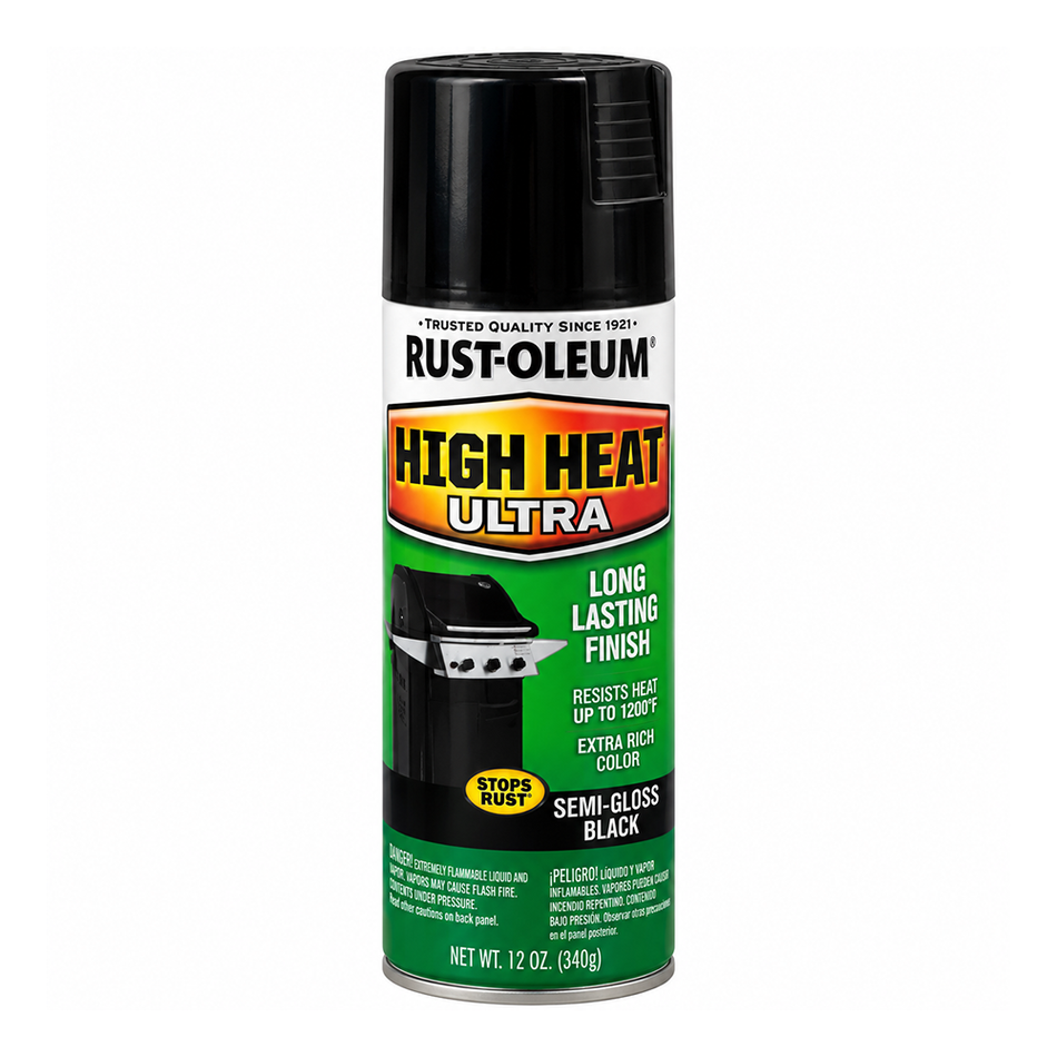 RUST-OLEUM High Heat Ultra Semi Gloss Black Spray Paint 340g 3 Pack