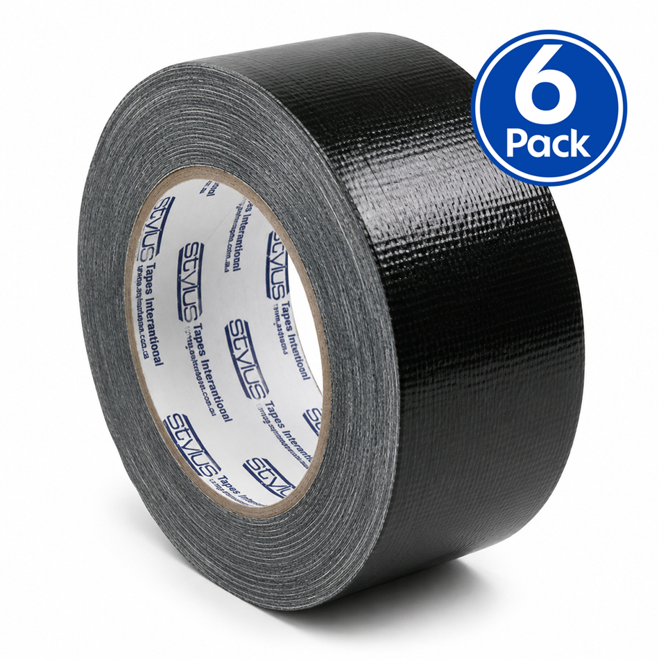 STYLUS 370 Cloth Tape Black 48mm x 25m Blast Tape 6 Pack