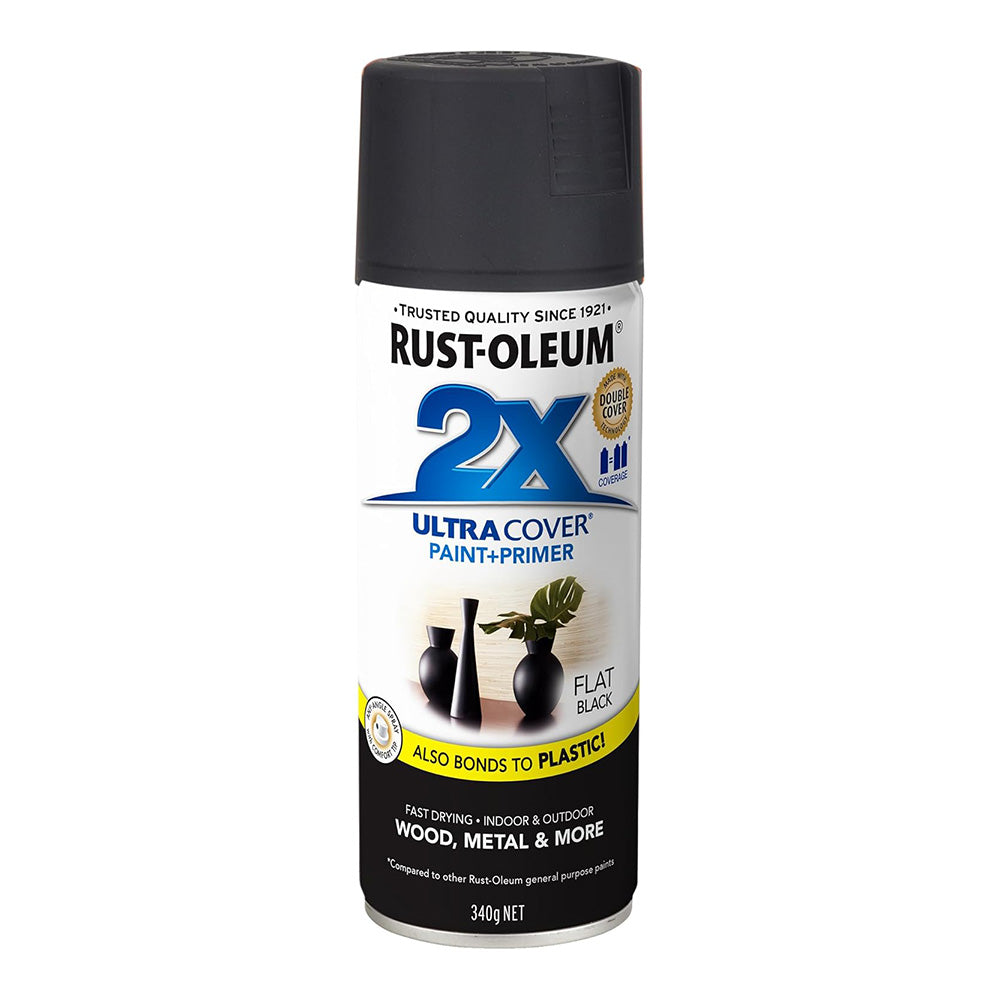 RUST-OLEUM 2X Ultra Cover Flat Paint & Primer Spray Paint 340g Flat Black