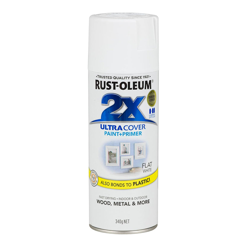 RUST-OLEUM 2X Ultra Cover Flat Paint & Primer Spray Paint 340g Flat White x 3