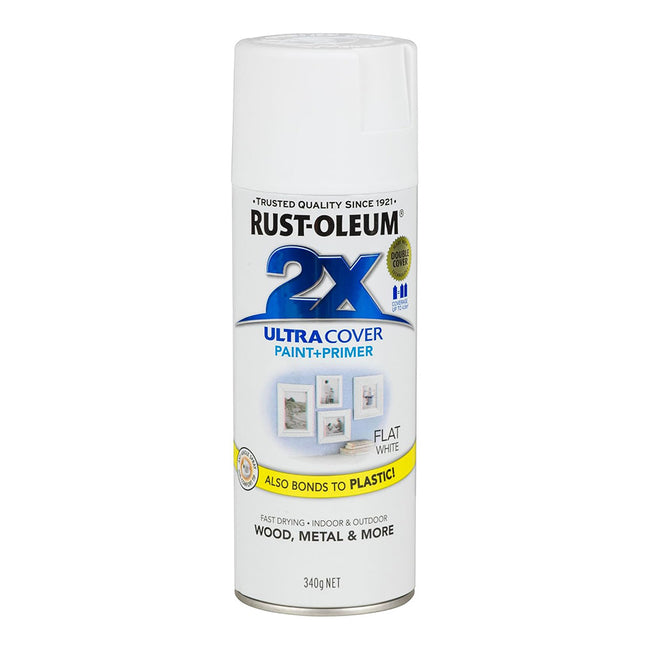 RUST-OLEUM 2X Ultra Cover Flat Paint & Primer Spray Paint 340g Flat White x 3