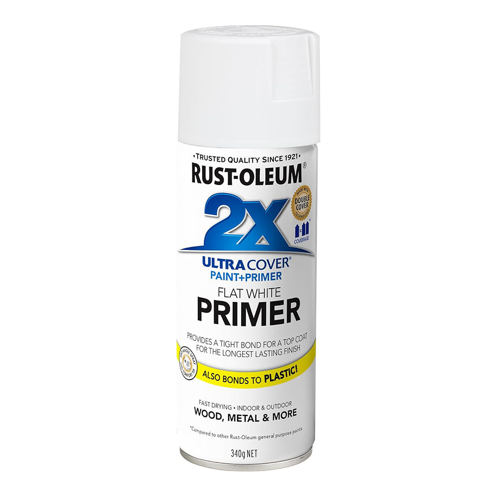 RUST-OLEUM 2X Ultra Cover Flat Primer Spray Paint 340g White x 3 Pack