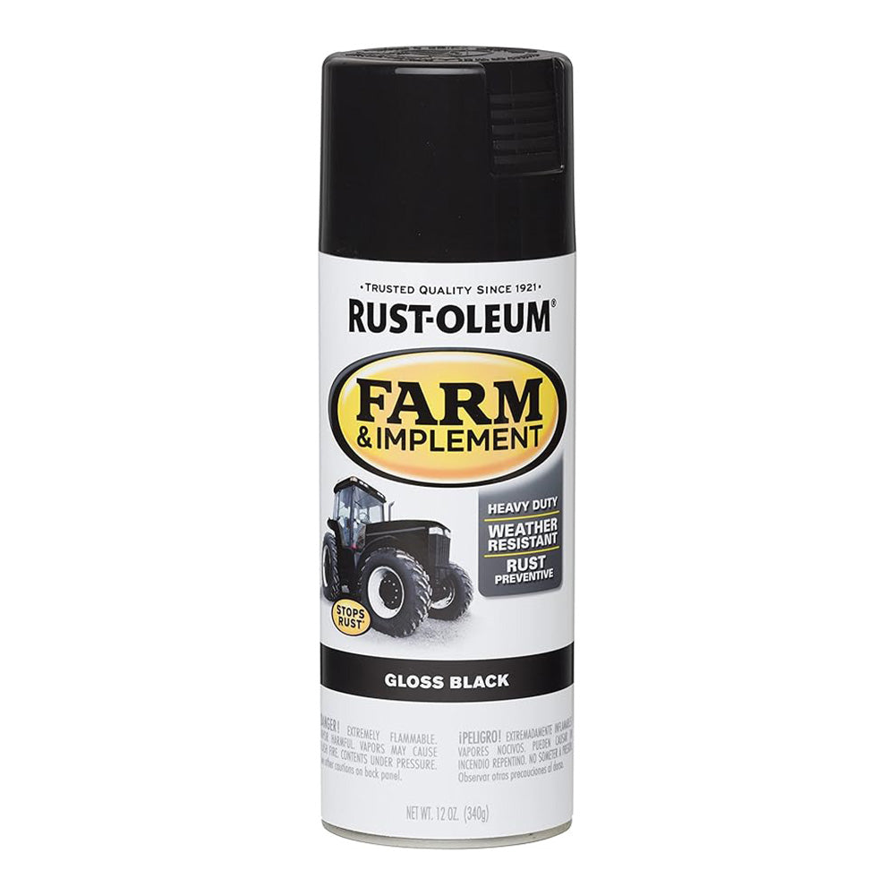 Rust-Oleum Farm & Implement Spray Paint – 12 Oz Low Gloss Black (6-Pack)