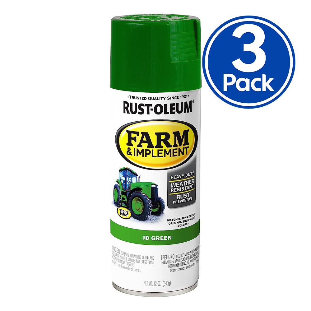 RUST-OLEUM Farm Equipment Spray Paint John Deere Green 340g Aerosol x 3 Pack