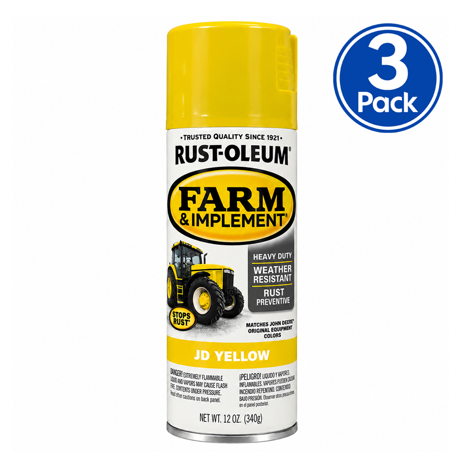 RUST-OLEUM Farm & Implement John Deere Yellow 340g Spray Paint 3 Pack