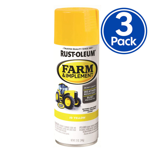 RUST-OLEUM Farm Equipment Spray Paint John Deere Yellow 340g Aerosol x 3 Pack