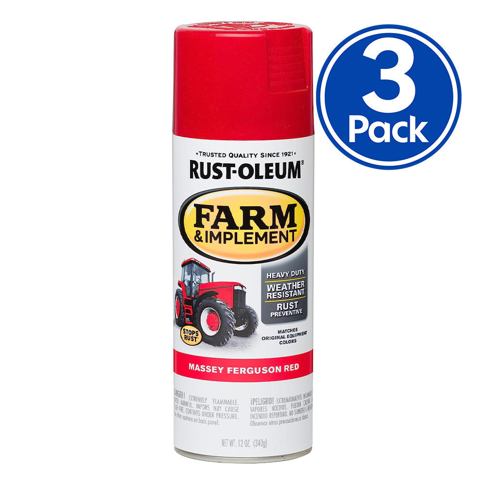 RUST-OLEUM Farm Equipment Spray Paint Massey Ferguson Red 340g Aerosol x 3 Pack