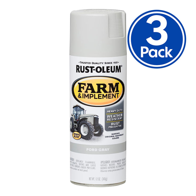 RUST-OLEUM Farm Equipment Spray Paint Ford Grey 340g Aerosol x 3 Pack