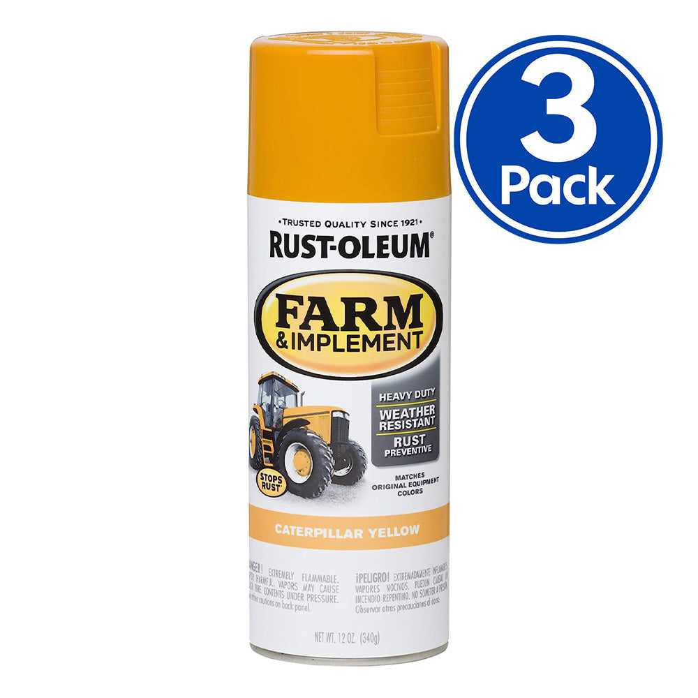 RUST-OLEUM Farm Equipment Spray Paint Caterpillar Yellow 340g Aerosol x 3 Pack