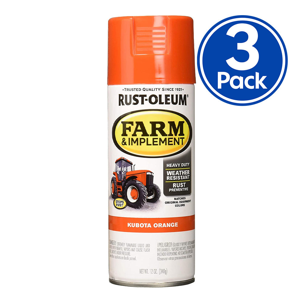 RUST-OLEUM Farm Equipment Spray Paint Kubota Orange 340g Aerosol x 3 Pack