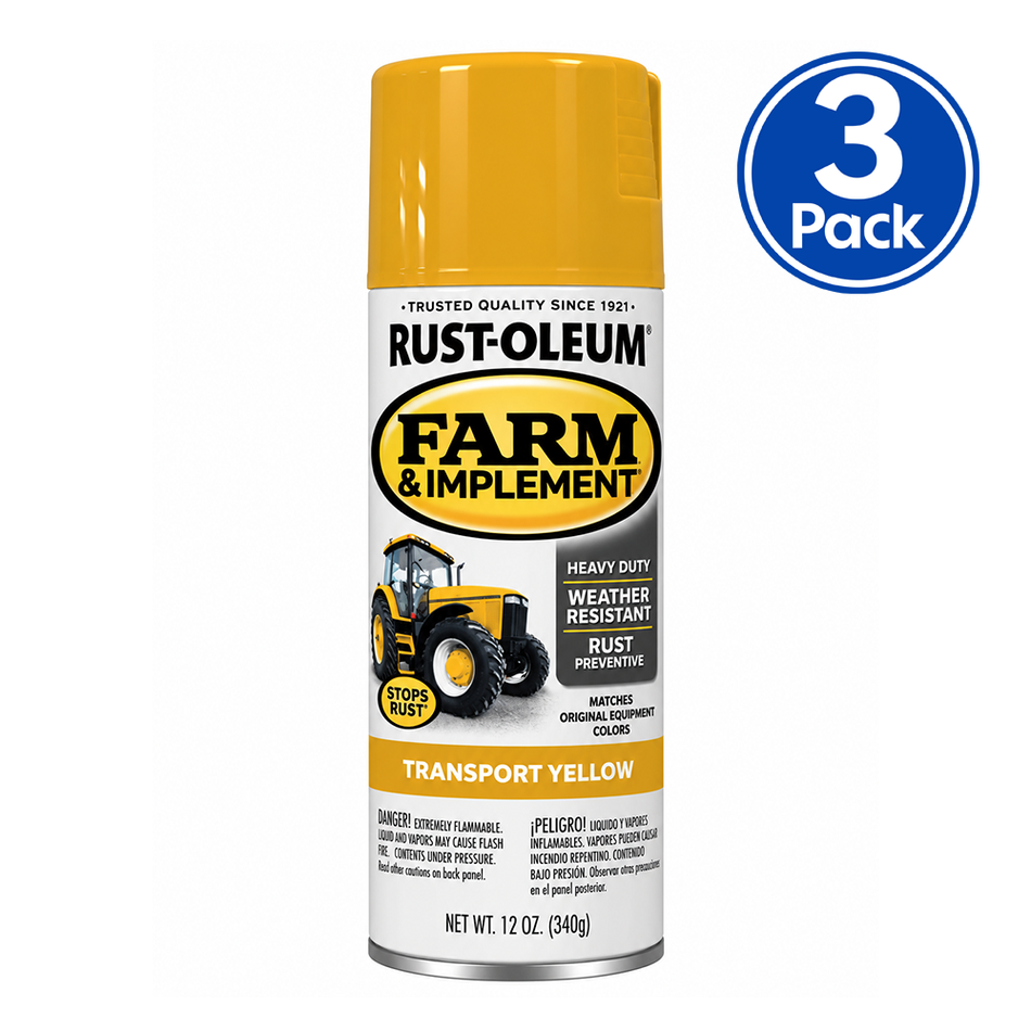 RUST-OLEUM Farm & Implement Transport Yellow 340g Spray Paint 3 Pack