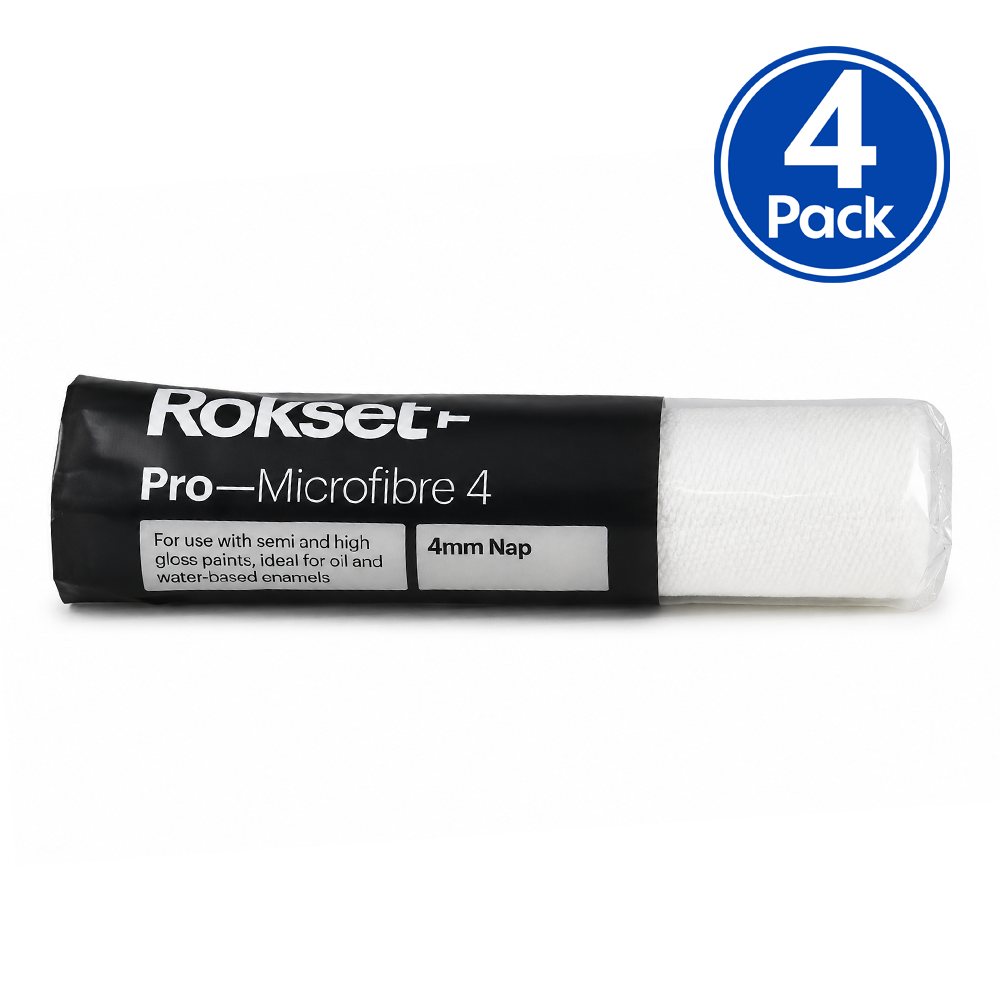 ROKSET Pro Microfibre Roller Cover 230mm 4mm Nap 4 Pack