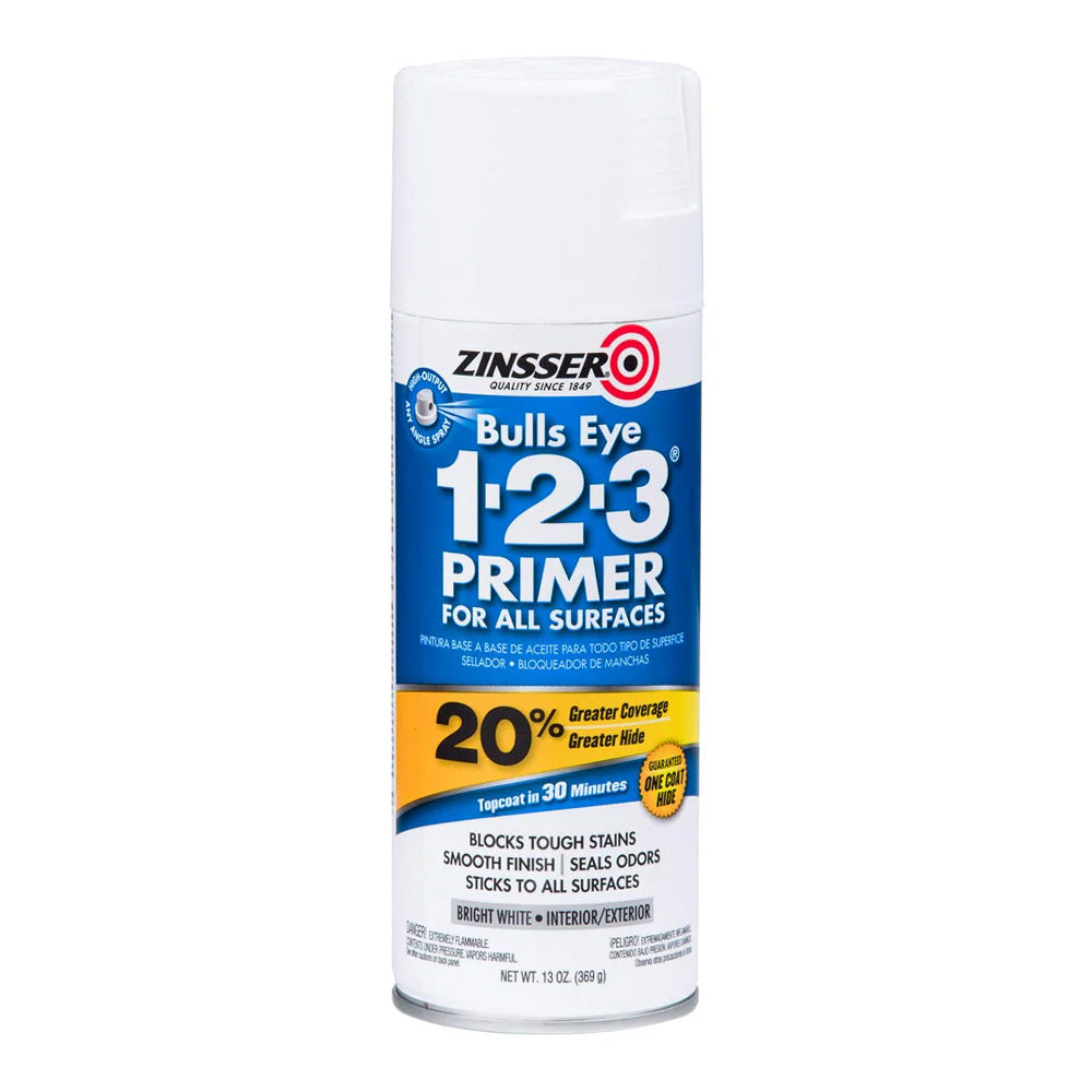 ZINSSER Bulls Eye 1-2-3 Water Base Primer Spray 369g Aerosol All Surfa ...