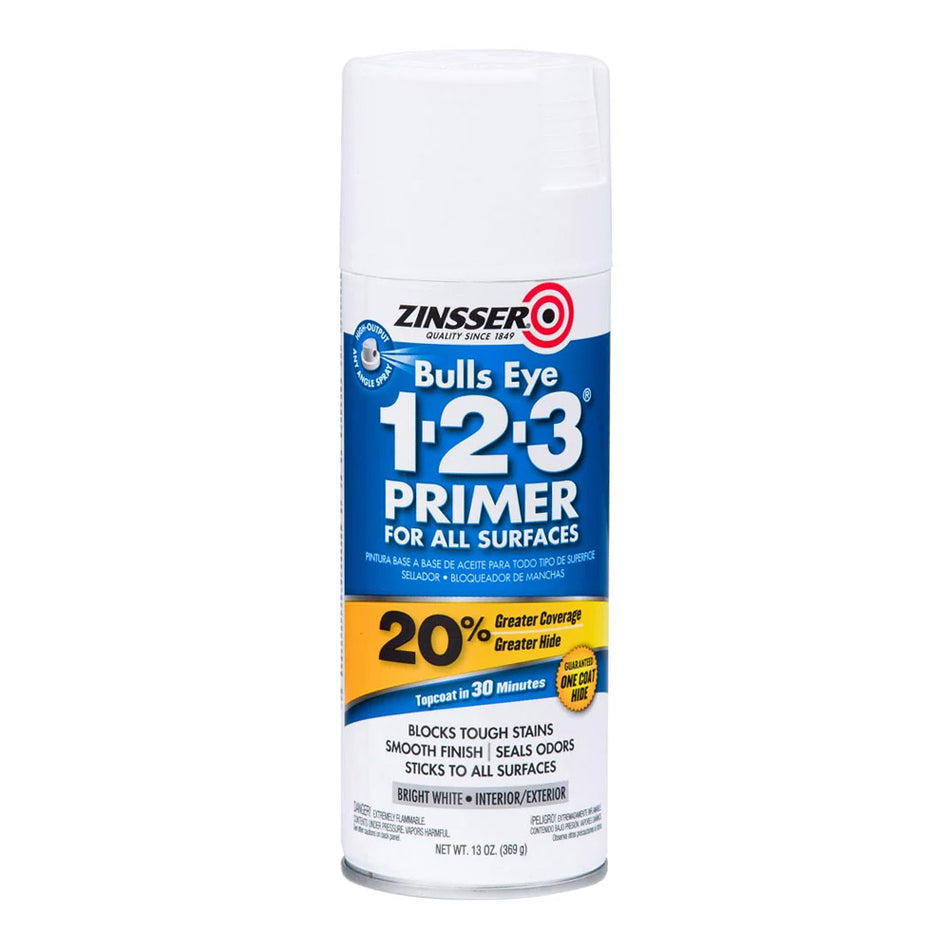 ZINSSER Bulls Eye 1-2-3 Water Base Primer Spray 369g Aerosol All Surfaces