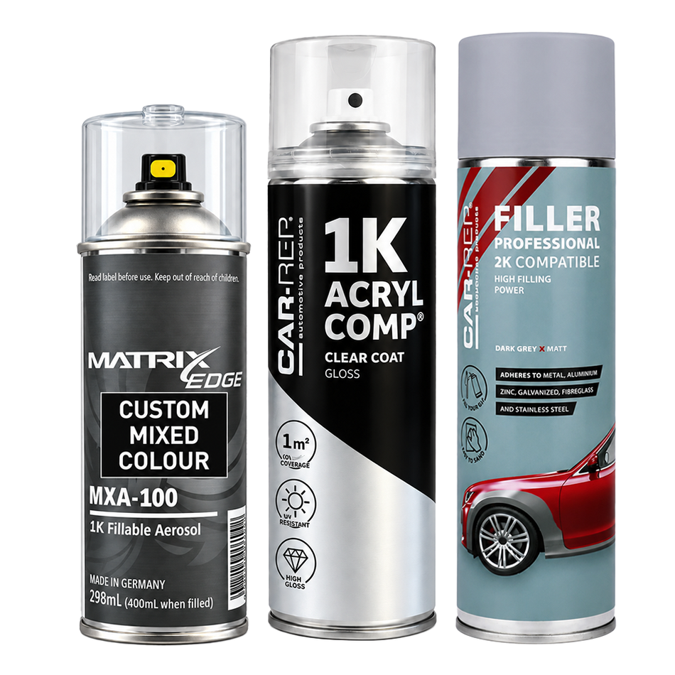 Automotive Touch Up Spray Can Choose Your Colour + 1K Clear Coat + Primer