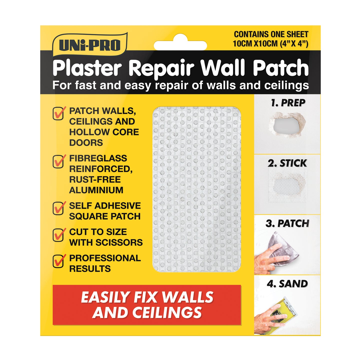 UNi‑PRO Plaster Repair Wall Patch 100mm Self‑Adhesive Fibreglass Mesh