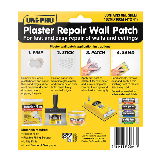 UNi‑PRO Plaster Repair Wall Patch 100mm Self‑Adhesive Fibreglass Mesh