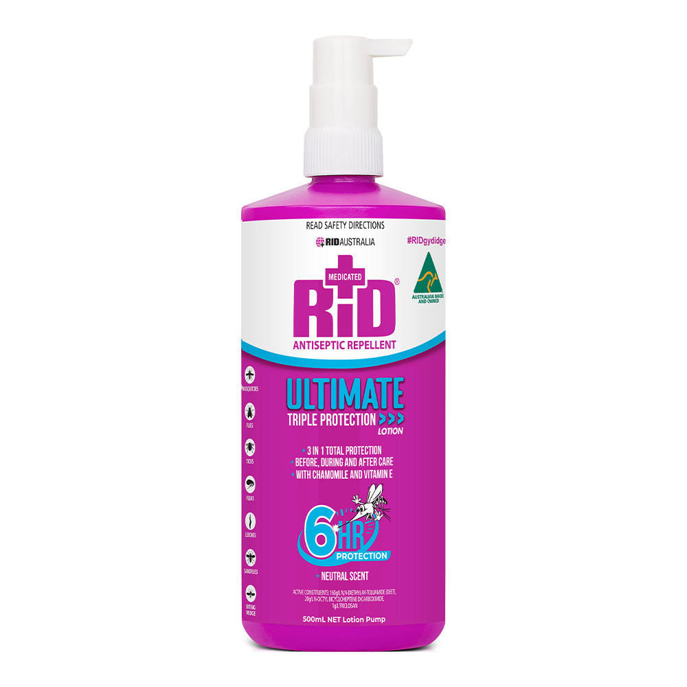 RID Ultimate Lotion Pump 500ml Triple Protection Antiseptic Insect Bug ...