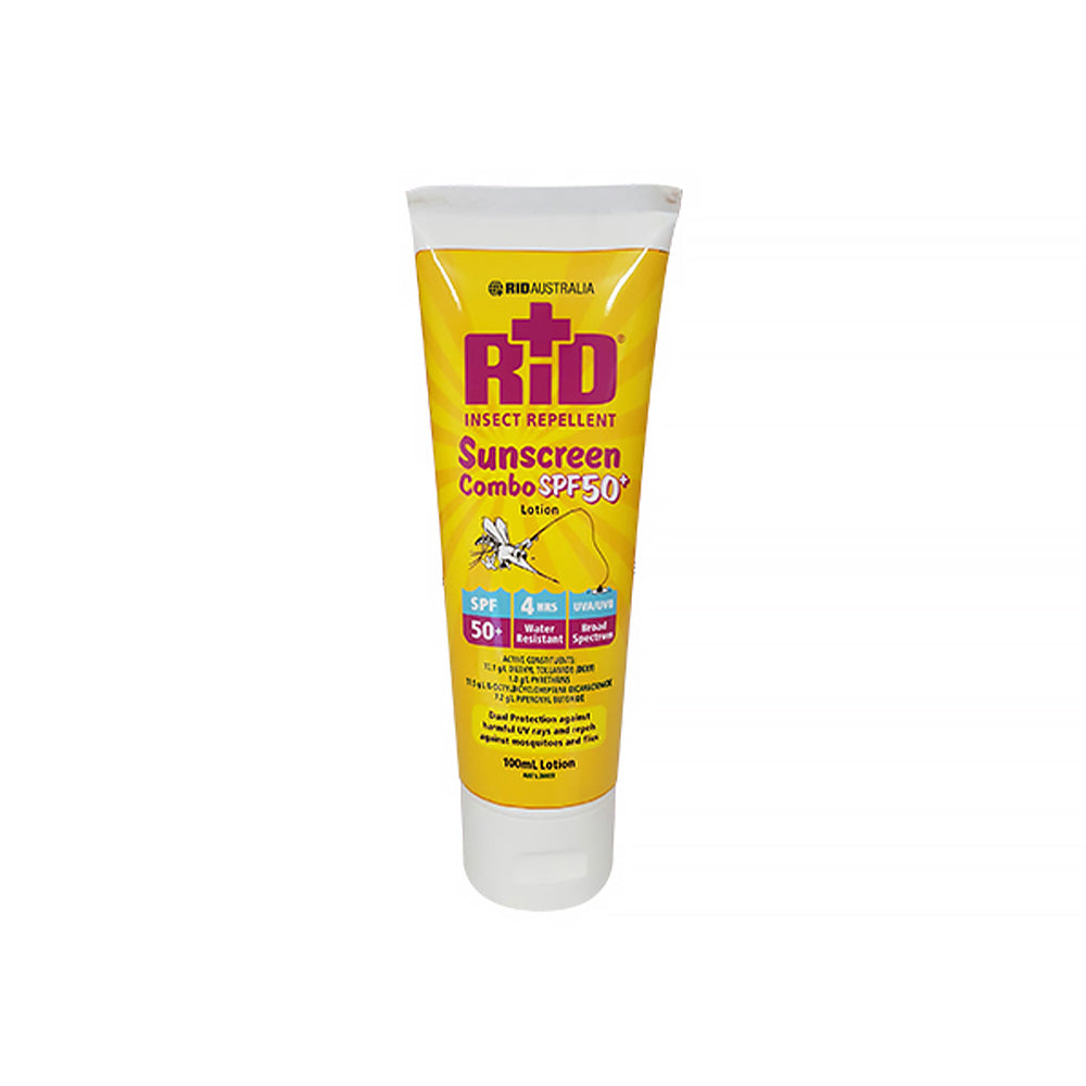 RID Sunblock Tube Combo 100ml SPF 50+ Insect Bug Repellent Sunscreen